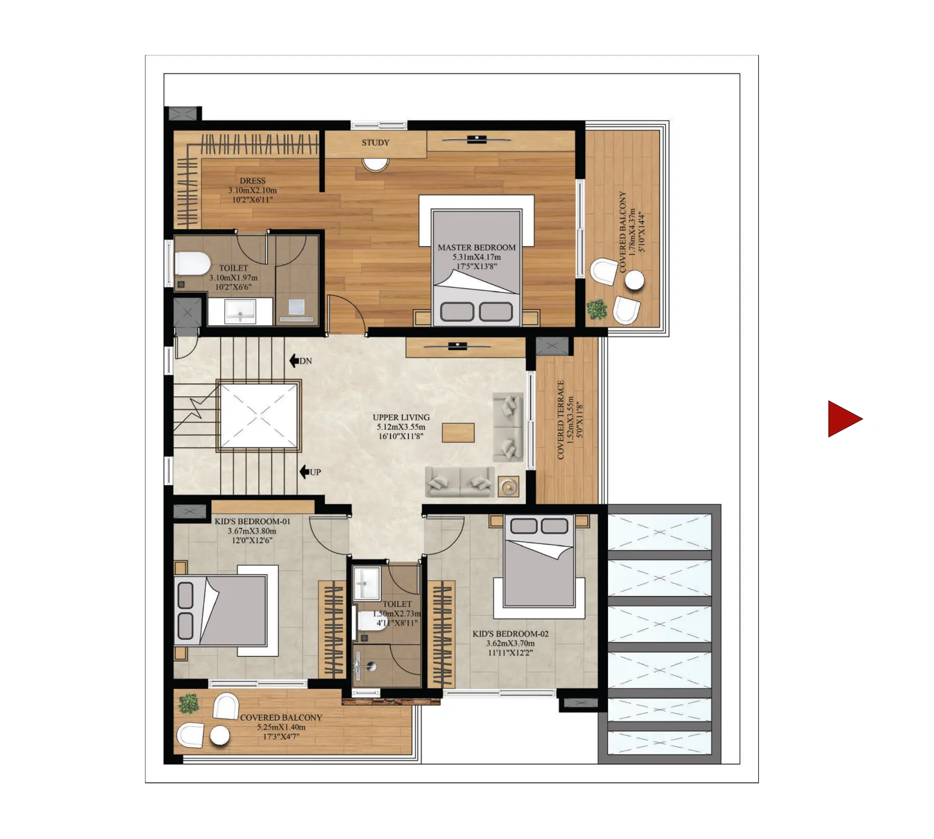 TYPE B | EF | SALE AREA: 384.34 SQ.M. / 4137 SQ.FT. | CARPET AREA: 279.46 SQ.M. / 3008 SQ.FT. | FIRST FLOOR