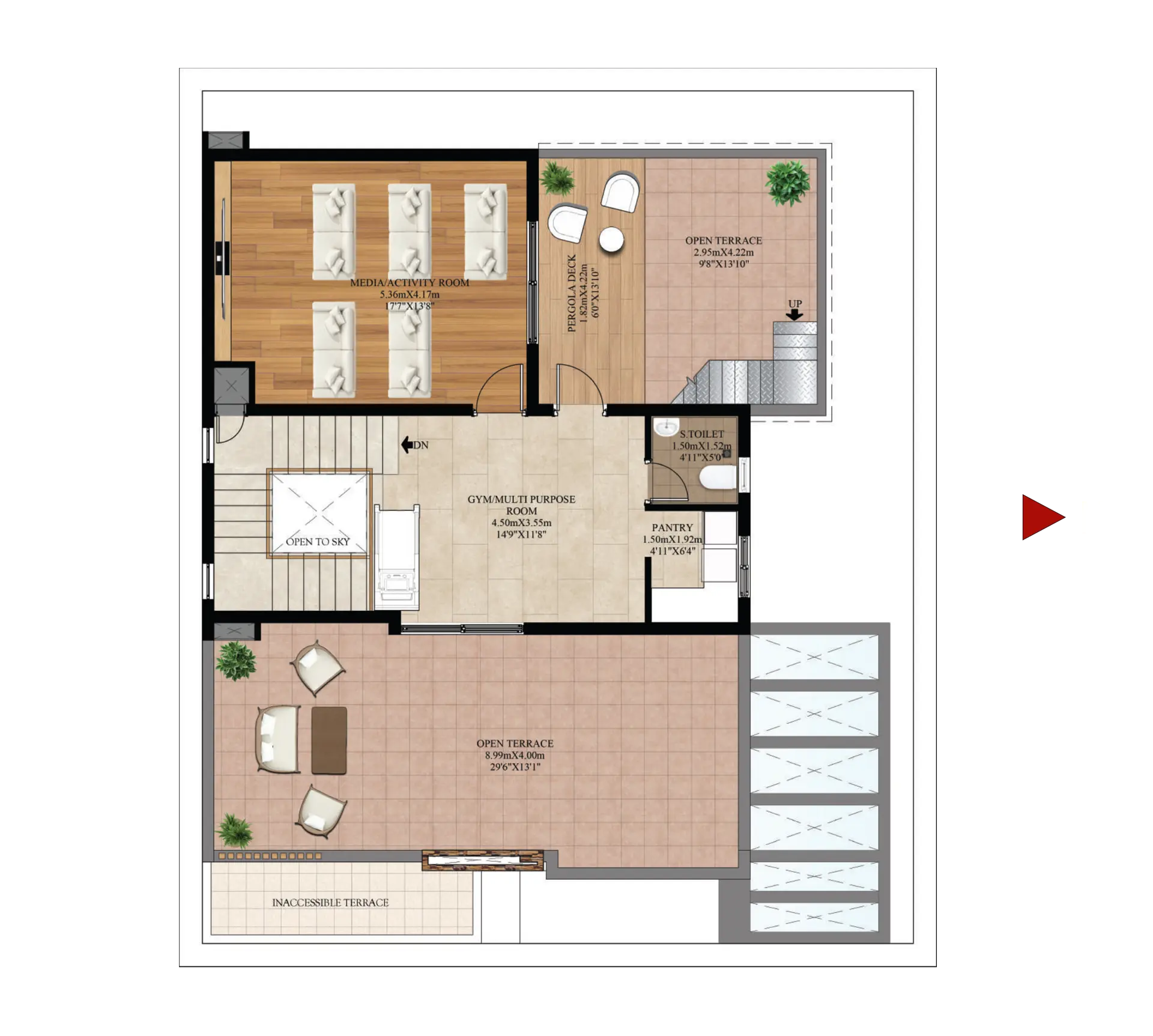 TYPE B | EF | SALE AREA: 384.34 SQ.M. / 4137 SQ.FT. | CARPET AREA: 279.46 SQ.M. / 3008 SQ.FT. | SECOND FLOOR