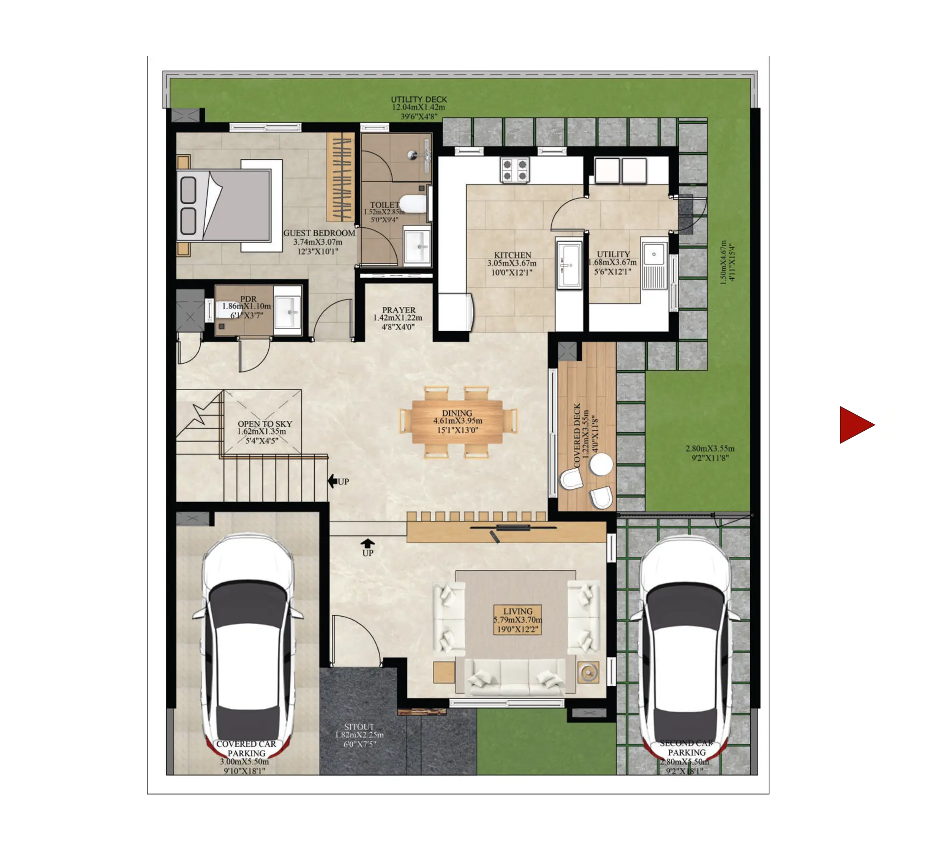 TYPE B | EF | SALE AREA: 384.34 SQ.M. / 4137 SQ.FT. | CARPET AREA: 279.46 SQ.M. / 3008 SQ.FT. | GROUND FLOOR