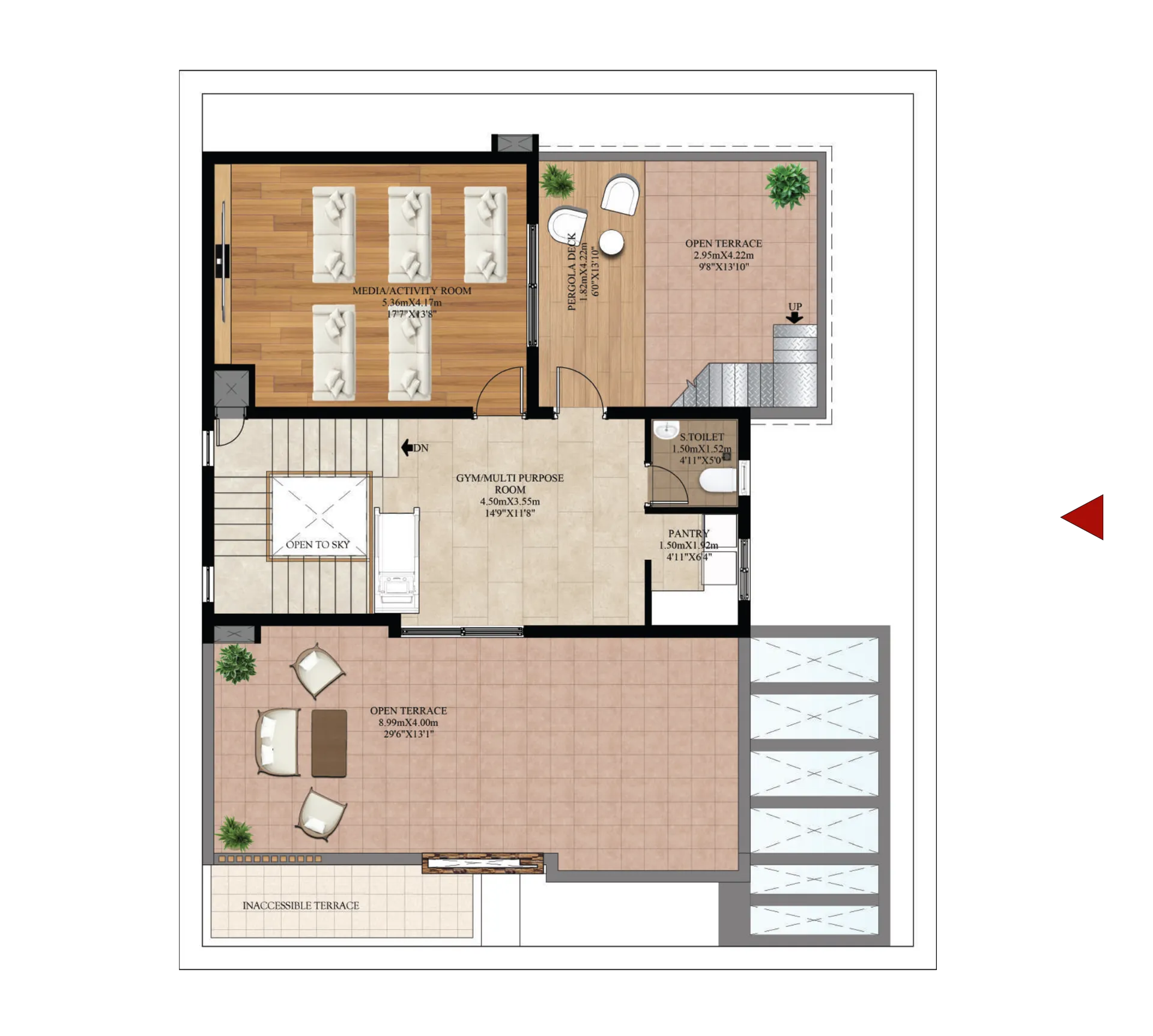 TYPE B | WF | SALE AREA: 384.34 SQ.M. / 4137 SQ.FT. | CARPET AREA: 279.46 SQ.M. / 3008 SQ.FT. | SECOND FLOOR
