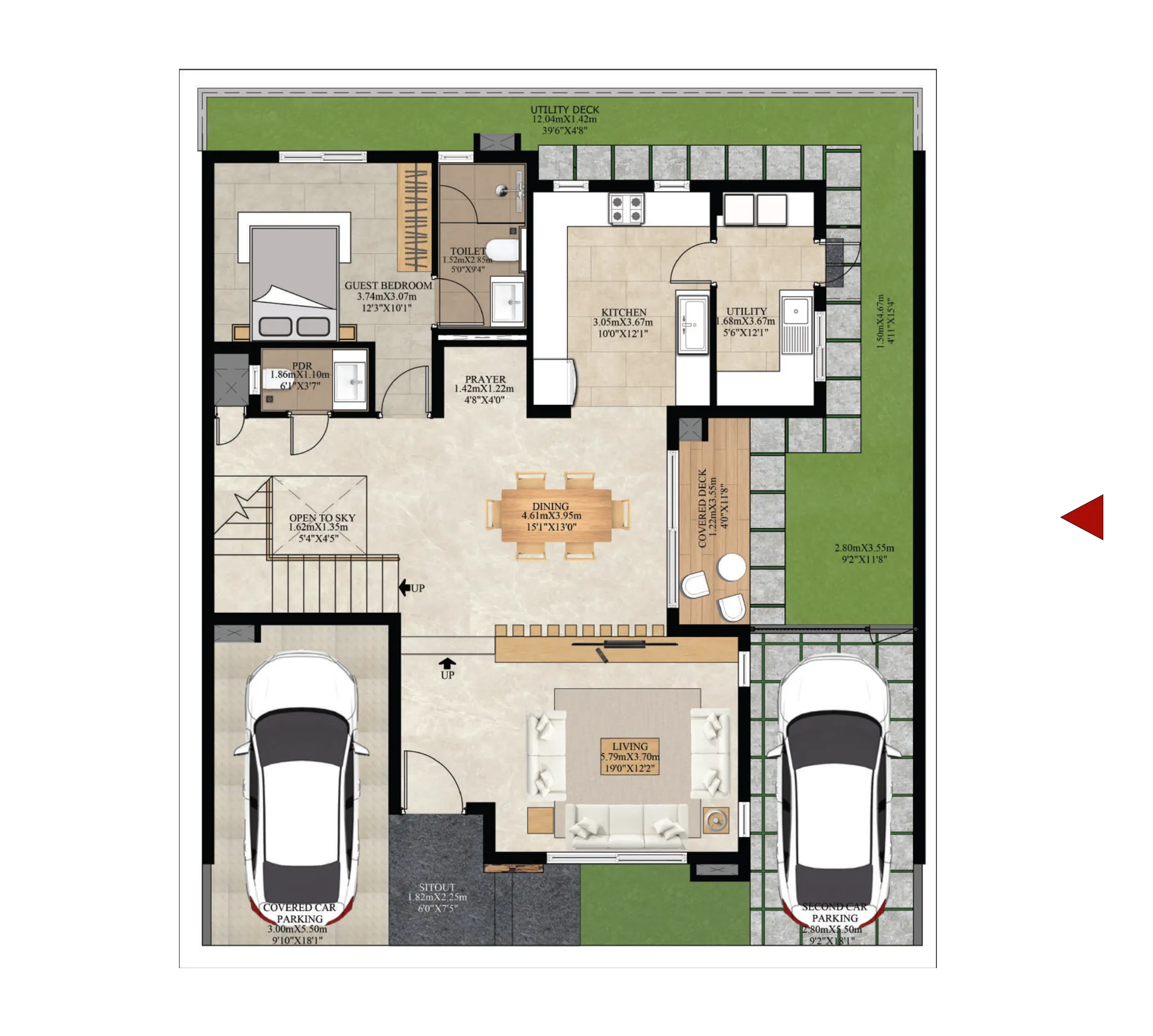 TYPE B | WF | SALE AREA: 384.34 SQ.M. / 4137 SQ.FT. | CARPET AREA: 279.46 SQ.M. / 3008 SQ.FT. | GROUND FLOOR