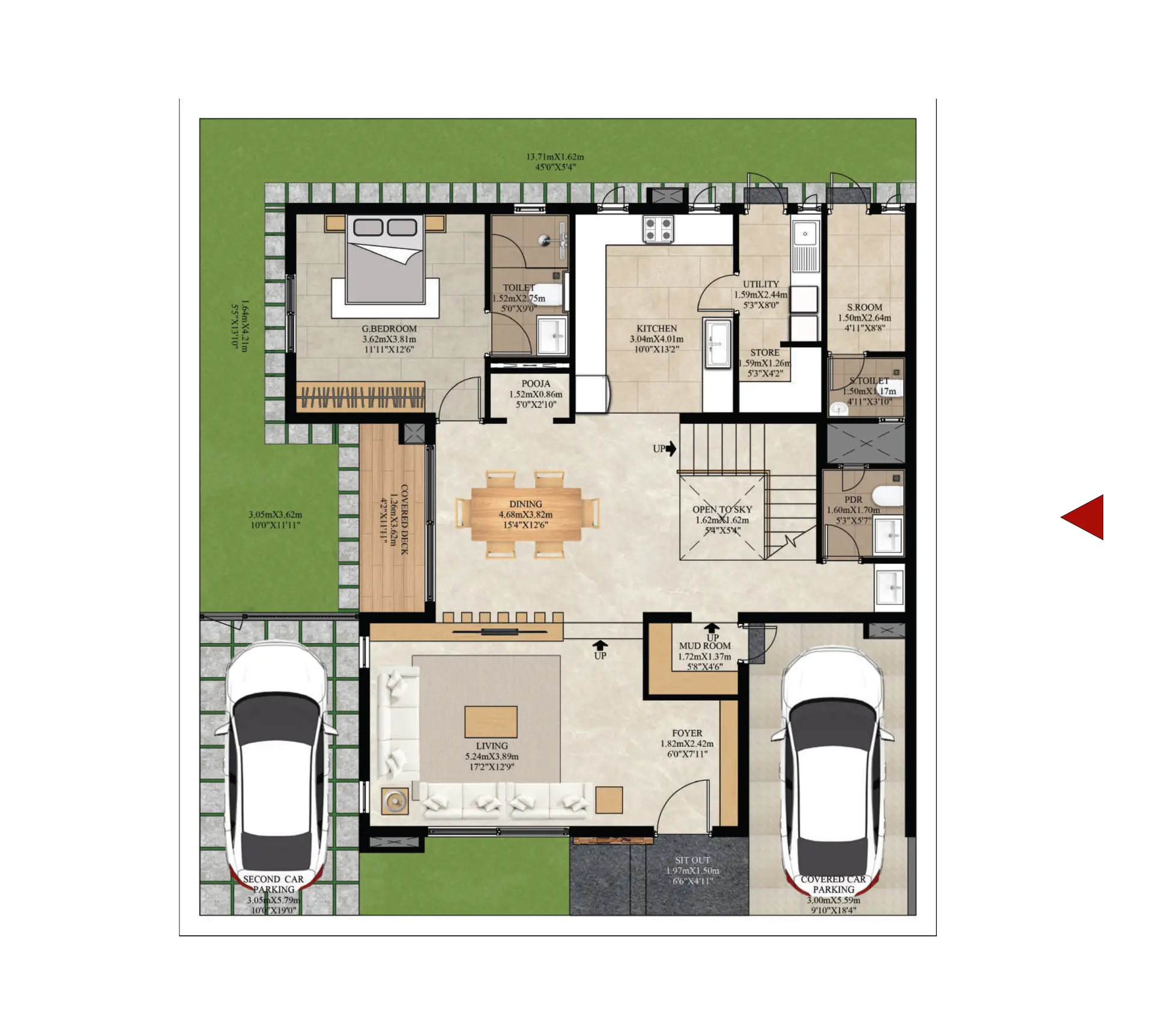 TYPE C | WF | SALE AREA: 427.56 SQ.M. / 4602 SQ.FT. | CARPET AREA: 311.13 SQ.M. / 3349 SQ.FT. | GROUND FLOOR
