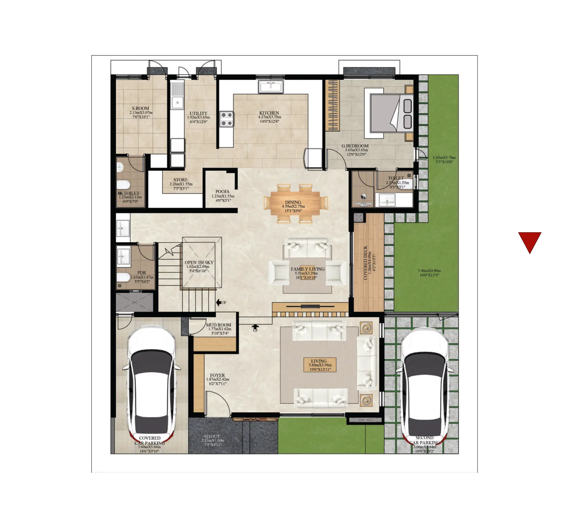 TYPE D | NF | SALE AREA: 528.64 SQ.M. / 5690 SQ.FT. | CARPET AREA: 399 SQ.M. / 4176 SQ.FT. | GROUND FLOOR